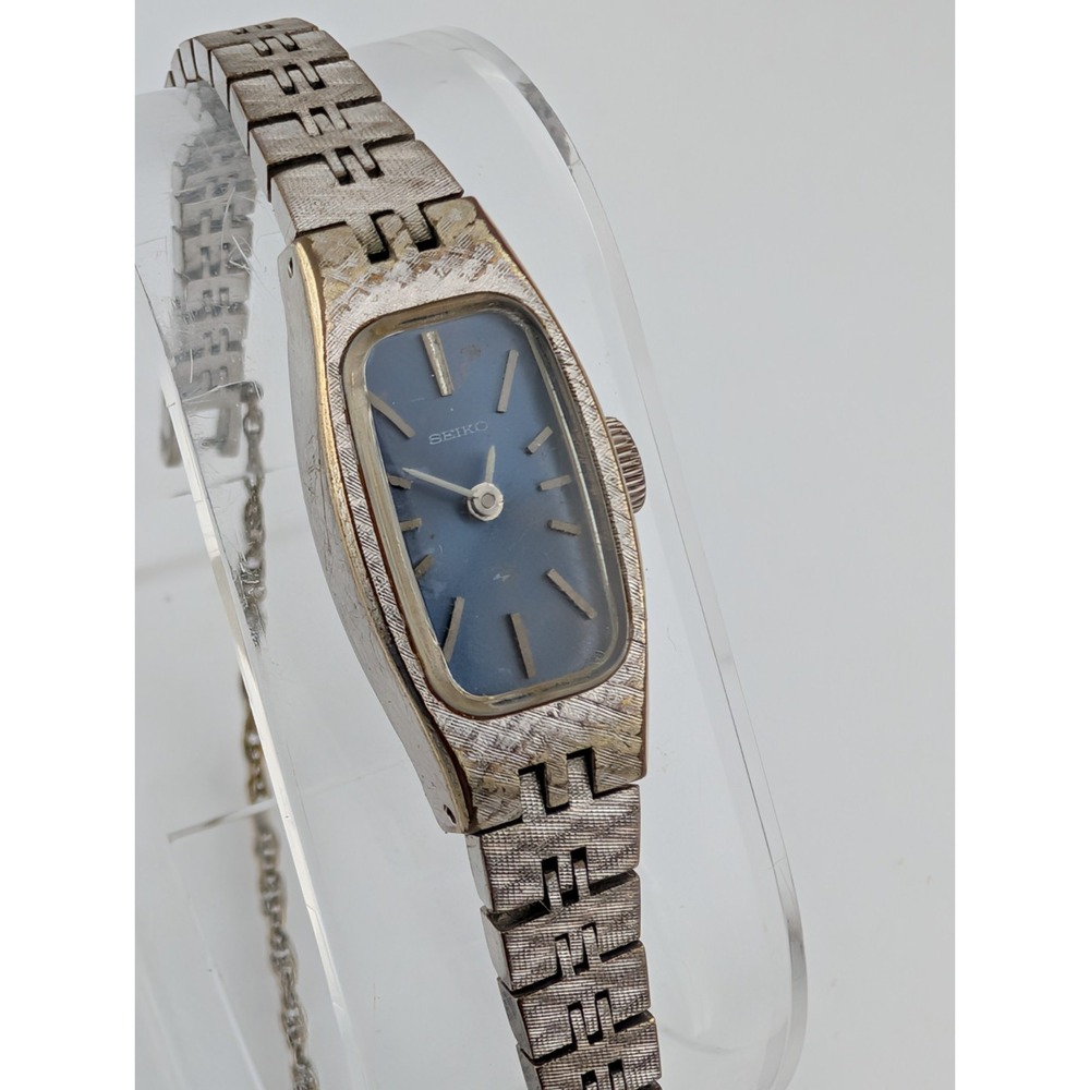 Vintage Seiko Mechanical Watch‎ 14mm Case Blue Dial 6.75" Band 1520-3629 Working